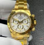 Noob Factory 1:1 Cal.4130 Rolex Daytona Yellow Gold & White watch Replica 40mm
